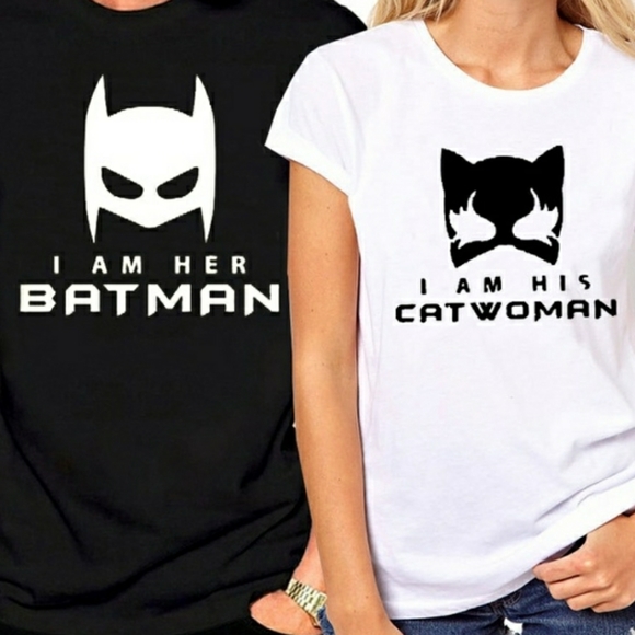 COUPLES  TEES "I'M HER BATMAN/ IM' HIS CATWOMAN" - Picture 1 of 4